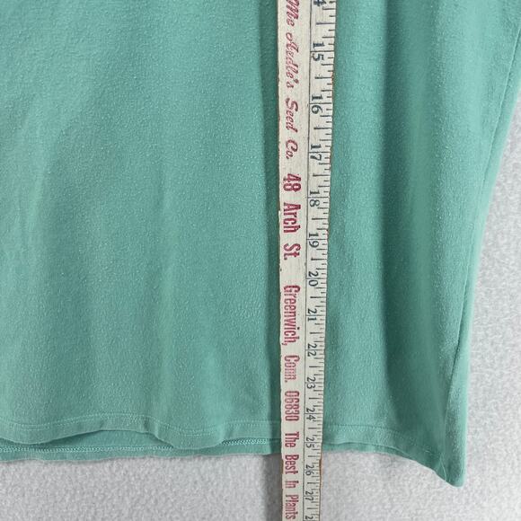 EILEEN FISHER Top L Stretch Organic Cotton Scoop Neck 3/4 Sleeve Green USA - Picture 12 of 13